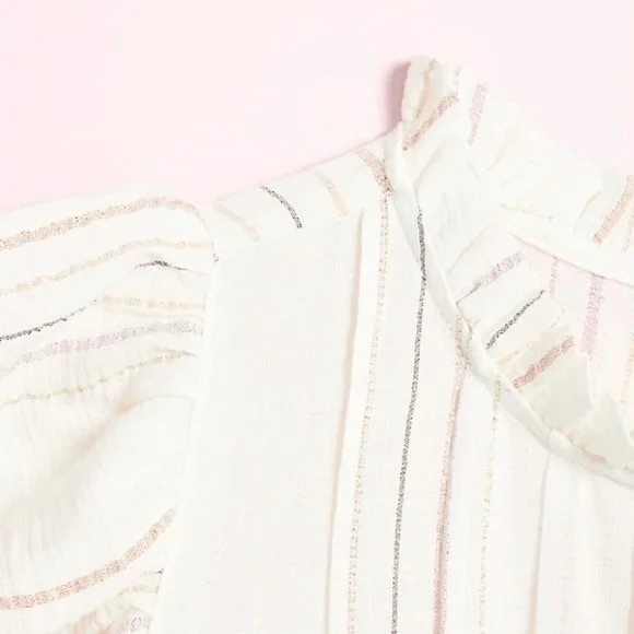 LOFT Shimmer Stripe Pintucked Flutter Tank Top Size Small - Picture 4 of 9